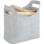 Panier  bches de bois en feutre, hxlxp: 39, 5 x 40 x 23 cm, 2 poignes, pliable, porte - revues, gris ...