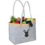 Panier  bches de chemine, sac cabas, pliable, avec anses, 35 l, motif cerf, en feutre, gris - relaxdays ...