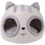 Panier pour chat - couverture douce et lavable - forme de tte de chat - niche confortable pour animal ...
