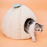 Panier chien chat maison niche igloo cave nid pour chien chat avec coussin flanelle amovible lit de couchage ...