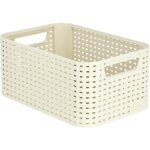 Curver - style rotin panier de rangement en polypropylne, size s, 7 l 7 litres ivoire