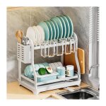 Ikodm - panier �gouttoir d'�vier grand �gouttoir � vaisselle blanc sur �vier, 2 niveaux, avec �gouttoir ...