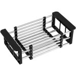 Panier gouttoir d'vier , gouttoir tlescopique en acier inoxydable (noir)