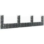 Yoyo - panier de gabion mur en gabion clôture de gabion en forme de u avec 4 poteaux fer 380x20x100 cm ... Yoyo - panier de gabion mur en gabion clôture de gabion en forme de u avec 4 poteaux fer 380x20x100 cm ...