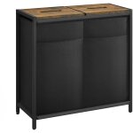 Panier  linge avec 2 compartiments - grand trieur  linge avec couvercles amovibles - marron & noir ...