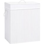 Panier � linge avec 2 sections bambou blanc 100 l