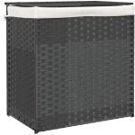 Panier à linge avec 2 sections gris 53x35x57 cm résine tressée vidaxl Panier à linge avec 2 sections gris 53x35x57 cm résine tressée vidaxl