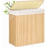 Panier  linge  3 compartiments, avec couvercle et poignes, corbeille  linge 150l, pliable, pour buanderie, ...