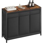 Panier  linge avec 3 compartiments - grand trieur  linge avec couvercles amovibles - marron & noir ...