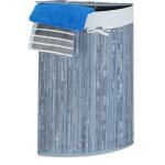 Relaxdays panier � linge bambou, corbeille linge pliante, 60 l, sac int�rieur coton, 65 x 49, 5 x 37 ...