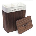 Wiltec panier  linge pliable bambou marron 150l sac en lin corbeille bac  linge panier de rangement ...