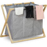 Panier  linge, collecteur  vtements pliant avec 3 compartiments, 3x28 l, trieur, 57, 5x69x38 cm, gris ...