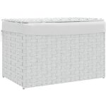 Panier � linge avec couvercle blanc 55, 5x35x34 r�sine tress�e