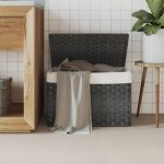 Panier à linge avec couvercle gris 55, 5x35x34 cm résine tressée Panier à linge avec couvercle gris 55, 5x35x34 cm résine tressée
