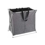 Panier � linge wenko duo gris pliable 120 litres en polyester avec 2 compartiments pour tri optimal de ...