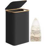 Songmics panier � linge mince avec couvercle, 90l, gain de place, doublure en maille amovible, tissu ...