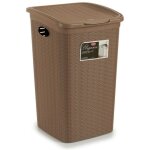 Panier � linge en polypropyl�ne fa�on osier ? dimensions 50 cm ? couvercle et poign�es pour transport ...