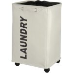 Panier � linge wenko quadro beige 79 l � roulettes 40 x 33 cm bac � linge en polyester grande capacit� ...