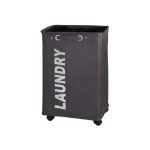 Panier  linge wenko quadro gris 79 litres 40 x 60 cm panier  linge  roulettes bac  linge polyester ...
