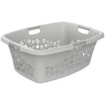 Panier à linge rotho flowers 50l gris Panier à linge rotho flowers 50l gris