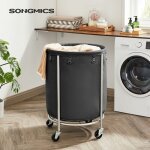 Panier  linge avec roulettes, 170 l, chariot linge sale, corbeille, bac, rond, avec cadre en acier et ...