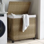 Panier � linge avec roulettes 60x35x60, 5 cm r�sine tress�e vidaxl