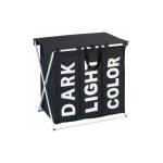 Panier  linge trio, panier  linge 3 compartiments, capacit 118l, polyester, 57x57x38 cm, noir - wenko ...