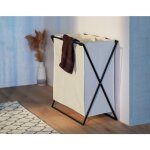 Panier � linge trio wenko 3 compartiments avec poign�e de transport, pliable, 130l, cadre alu noir - ...