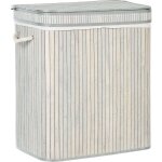 Beliani - panier � linge zipp� avec deux compartiments 60 cm en bambou gris kalthota