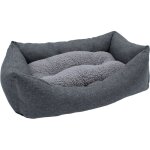 Panier en peluche pour animaux domestiques en gris avec coussin amovible - 60 x 45 cm - lit pour chien ...