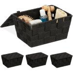 Panier de rangement avec couvercle, lot de 4, aspect tressé, bôite de rangement, hxlxp 10, 5x19, 5x14, ... Panier de rangement avec couvercle, lot de 4, aspect tressé, bôite de rangement, hxlxp 10, 5x19, 5x14, ...