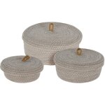 Home styling - paniers de rangement d�coratifs, couvercle en jute, 3 pi�ces