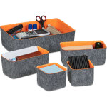 Paniers de rangement en feutre, lot de 5, organiseur de tiroir pour bureau, 3 tailles, corbeilles, gris ...