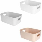 Panier de rangement en plastique avec poign�es petite bo�te de rangement l�g�re pour salle de bain, cuisine, ...