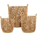Paniers de rangement avec poign�es, en osier de mer tress�, rectangulaires, lot de 3