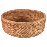 Panier rond en rotin naturel grand plateau pour pain fruits et stockage aliments