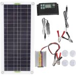 Panneau de charge solaire 12v  220v 30w, onduleur solaire 220w, kit de chargeur de batterie pour camping ...