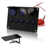 Panneau de commutateur � bascule � 5 gangs - interrupteur � bascule �tanche - double usb dc 12v / 24v ...