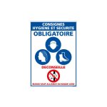 Panneau consignes hygi�ne et s�curit� - epi obligatoires - aluminium 2 mm - 450 x 630 mm