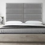 Panneau décoratif tête de lit capitonnée mural 76cm patinium gris Panneau décoratif tête de lit capitonnée mural 76cm patinium gris