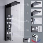 Panneau de douche avec 7 fonctions, avec robinet, 6 jets de massage, douche � effet pluie, affichage ...