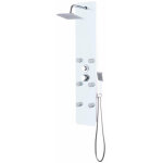 Helloshop26 - panneau de douche pomme de douche robinet verre acier inoxydable 130 cm blanc