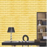 Panneau ponge jaune 3d adhsif fond mural effet mur de briques 70x77cm