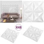 Panneaux muraux 3d 48 pcs 50x50 cm blanc origami 12 m - panneau mural 3d - papier peint 3d - dcoration ...