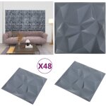 Panneaux muraux 3d 48 pcs 50x50 cm gris diamant 12 m - panneau mural 3d - papier peint 3d - dcoration ...