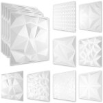 Panneaux muraux 3d en plastique pvc - revtement mural blanc avec aspect 3d - motifs diamond: 3 qm 12 ...