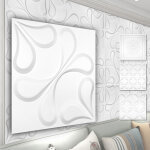 Panneaux muraux 3d en pvc plastique - rev�tement mural blanc avec aspect 3d - motifs floraux: 2 m� 8 ...