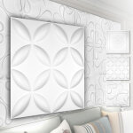 Panneaux muraux 3d en pvc plastique - rev�tement mural blanc avec aspect 3d - motifs floraux: 5 m� 20 ...