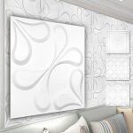 Panneaux muraux 3d en pvc plastique - rev�tement mural blanc avec aspect 3d - motifs floraux: 5 m� 20 ...