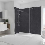 Panneau mural lot de 3 panneaux muraux 100 x 210 cm + 5 profils ardoise, revtement pour douche et salle ...